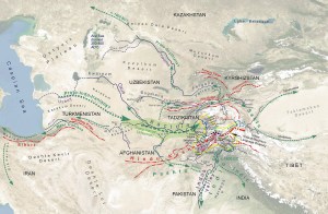A detailed map of the possible migration routes of the Indo-Iranian tribes