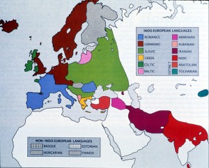 Schematic map of major Indo-European language groups